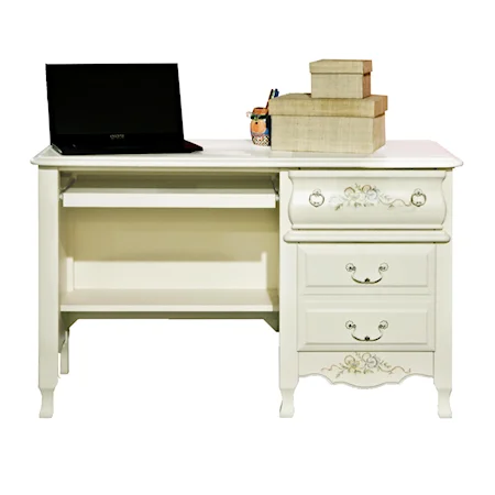 Two Drawer Computer Desk with Floral Detailing